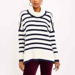 Cozy Striped Turtleneck Oversized Sweater